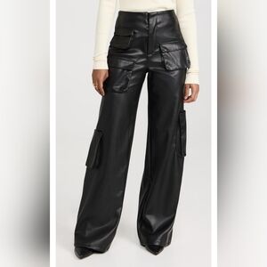 NWT AFRM High Waisted Black Vegan Leather Pants with Pockets Large